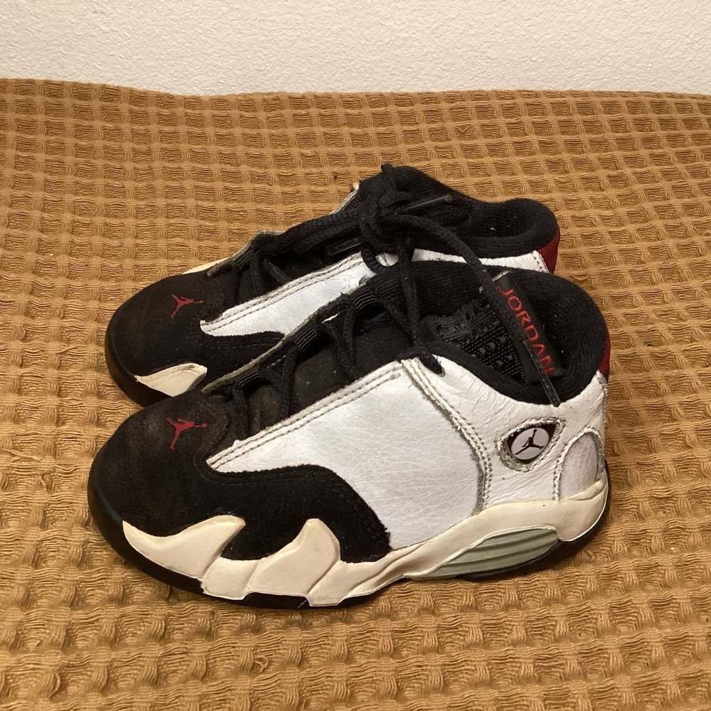 VTG 1998 Jordan 14 OG Black Toe White 132549-101 Toddler Size 8C Sneaker